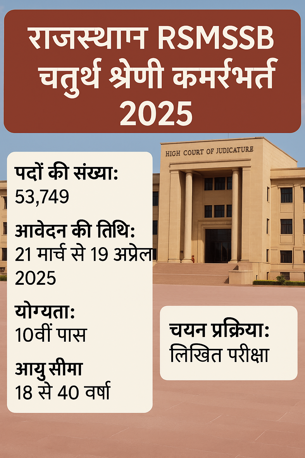 Rajasthan RSMSSB Class-4 Bharti 2025-53,749 Vacancies!Syllabus,Eligibility& How to apply