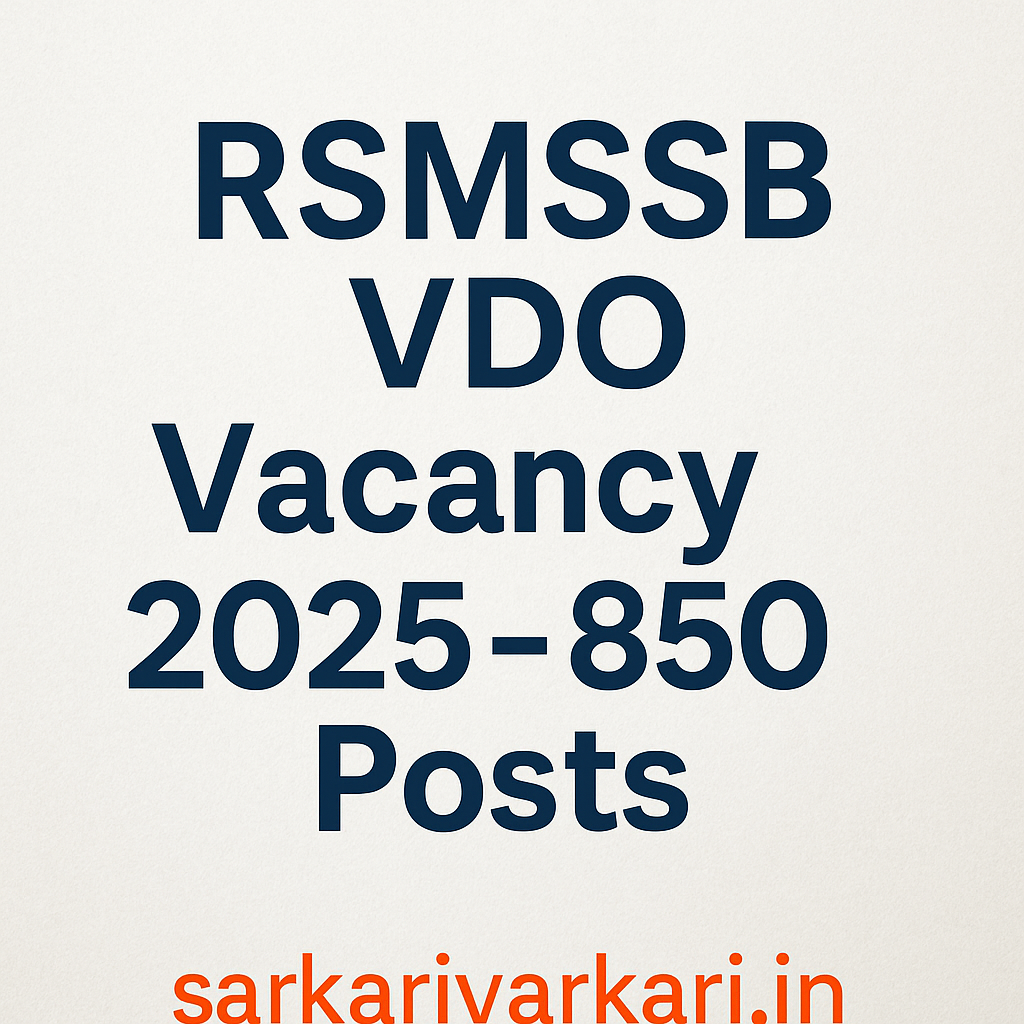 Rajasthan VDO Recruitment 2025 Notification OUT — Apply for 850 Jobs Now!